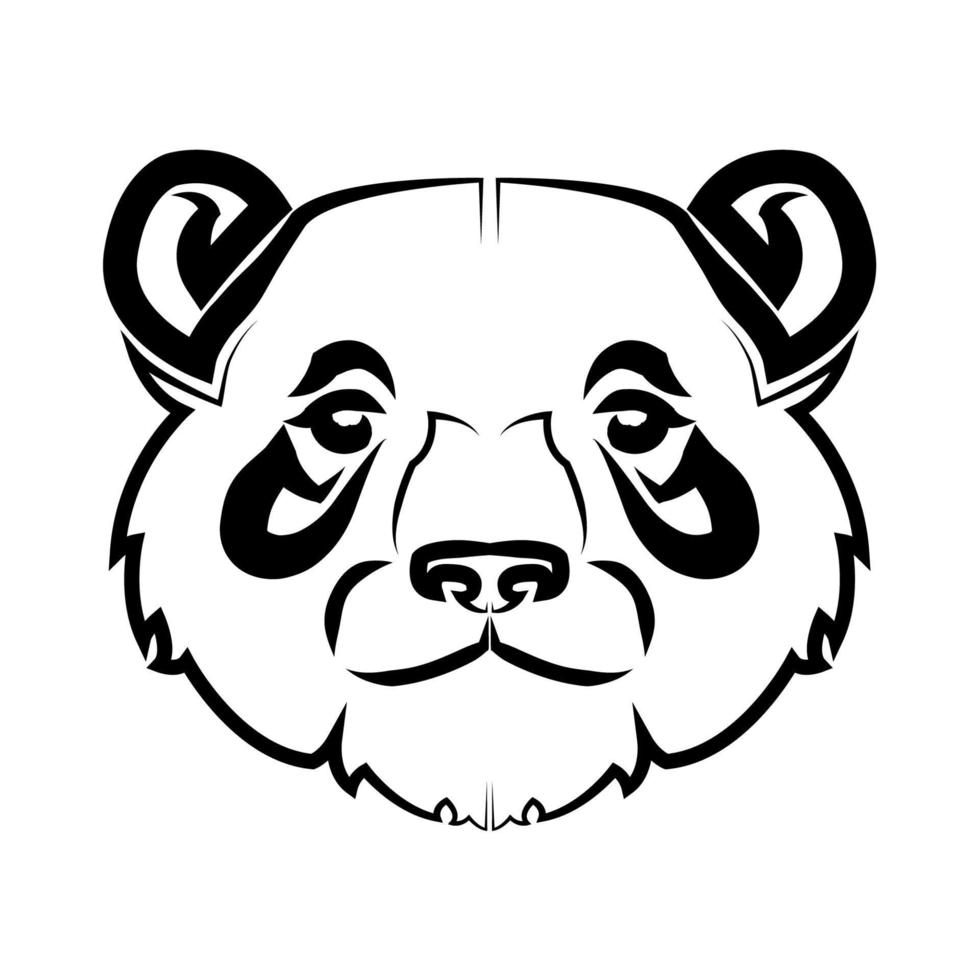 Schwarz-Weiß-Strichzeichnungen des Pandakopfes. gute verwendung für symbol, maskottchen, symbol, avatar, tätowierung, t-shirt design, logo oder jedes design. vektor
