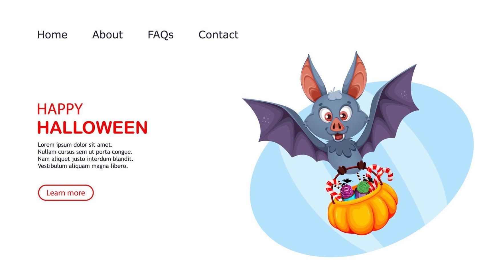 Fröhliches Halloween. lustige Fledermaus-Zeichentrickfigur vektor