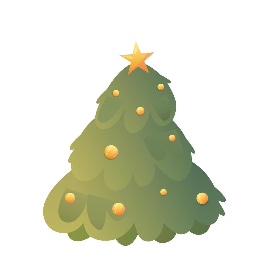 hygge gemütlicher weihnachtsbaum isoliert. flache vektorillustration der karikatur. isolierte Vektorillustration. Urlaub Weihnachtsdekor. weihnachtliche gemütliche elemente vektor