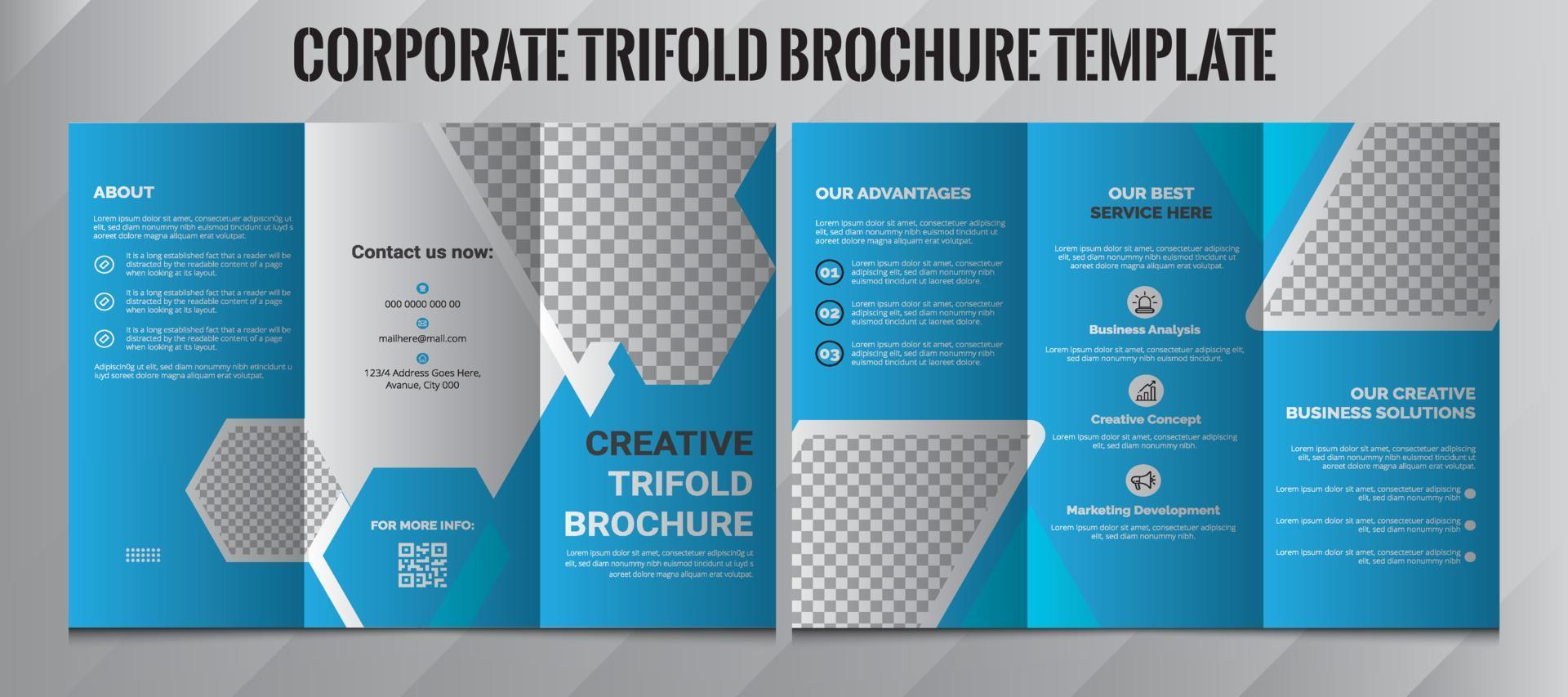 företags- tri vika ihop broschyr vektor illustration. vektor trippel- hopfällbar broschyr för företag och reklam. layout med modern element och abstrakt bakgrund. kreativ trefaldigt brochure.constr