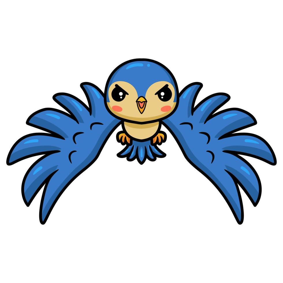 söt liten blå fågel tecknad serie flygande vektor