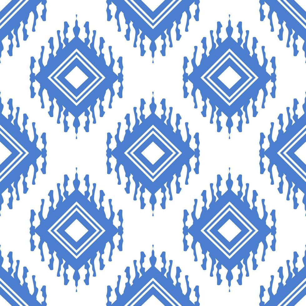 Hellblaues nahtloses Muster, Ethno-Stil mit Rautenform und Farbe schmilzt aus der Form. vektor
