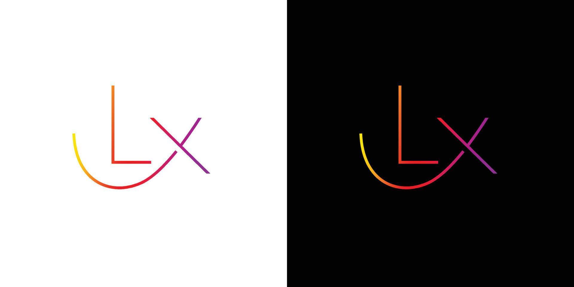 modern, minimalistisk och färgrik lx initialer logotyp design vektor