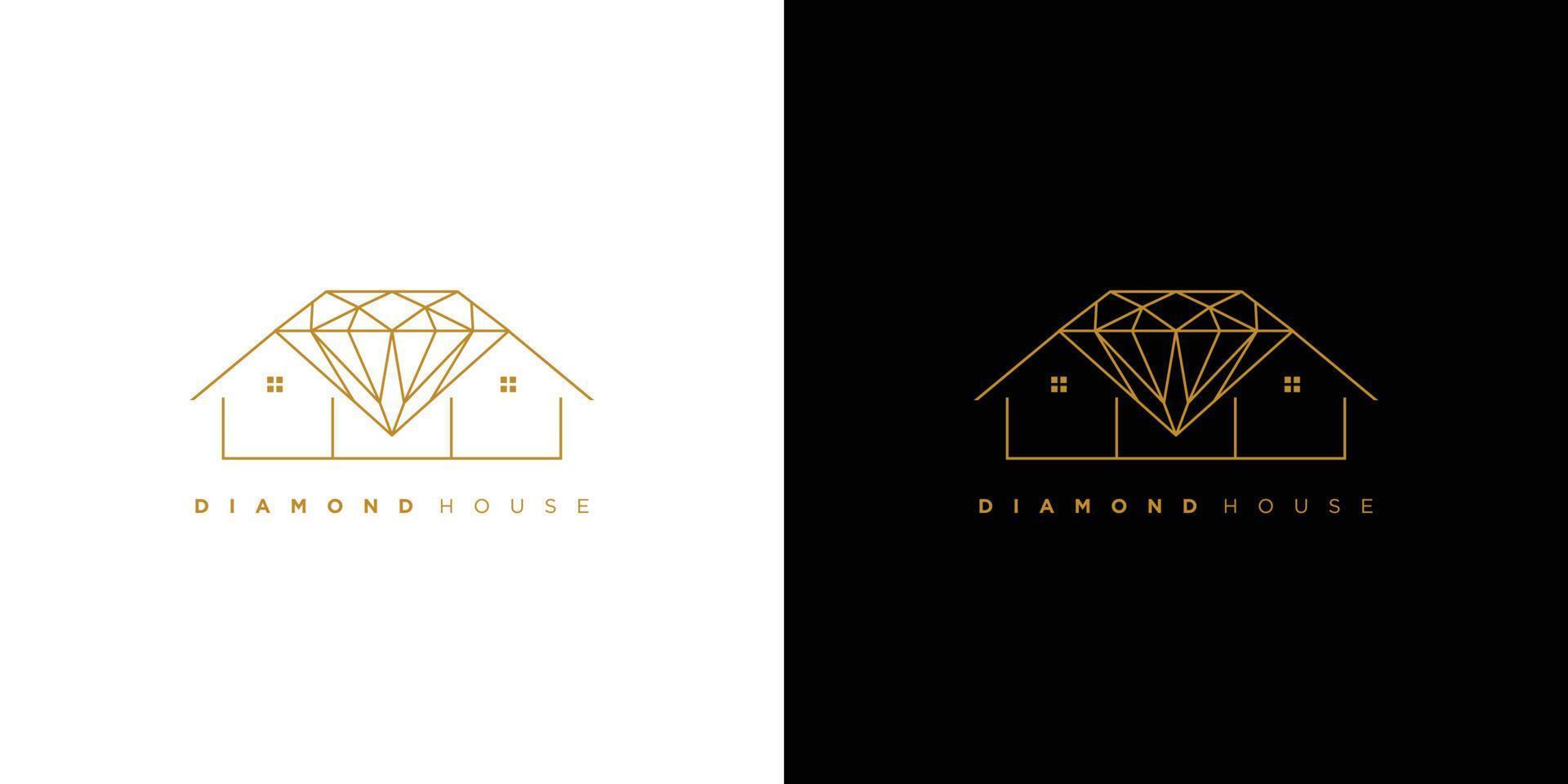 Modernes und luxuriöses Diamanthaus-Logo-Design vektor