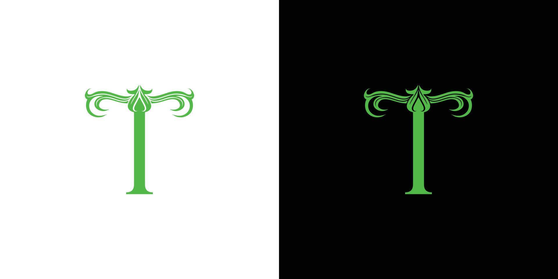 modern och naturlig bokstav t initialer logotypdesign vektor