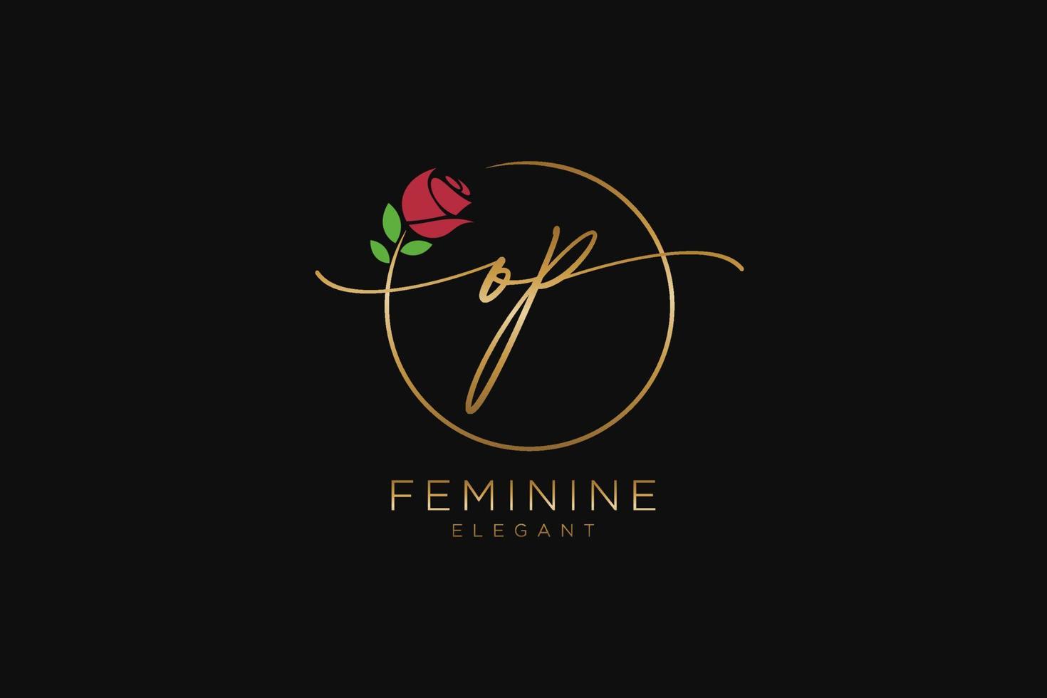 första op feminin logotyp skönhet monogram och elegant logotyp design, handstil logotyp av första signatur, bröllop, mode, blommig och botanisk med kreativ mall.. vektor