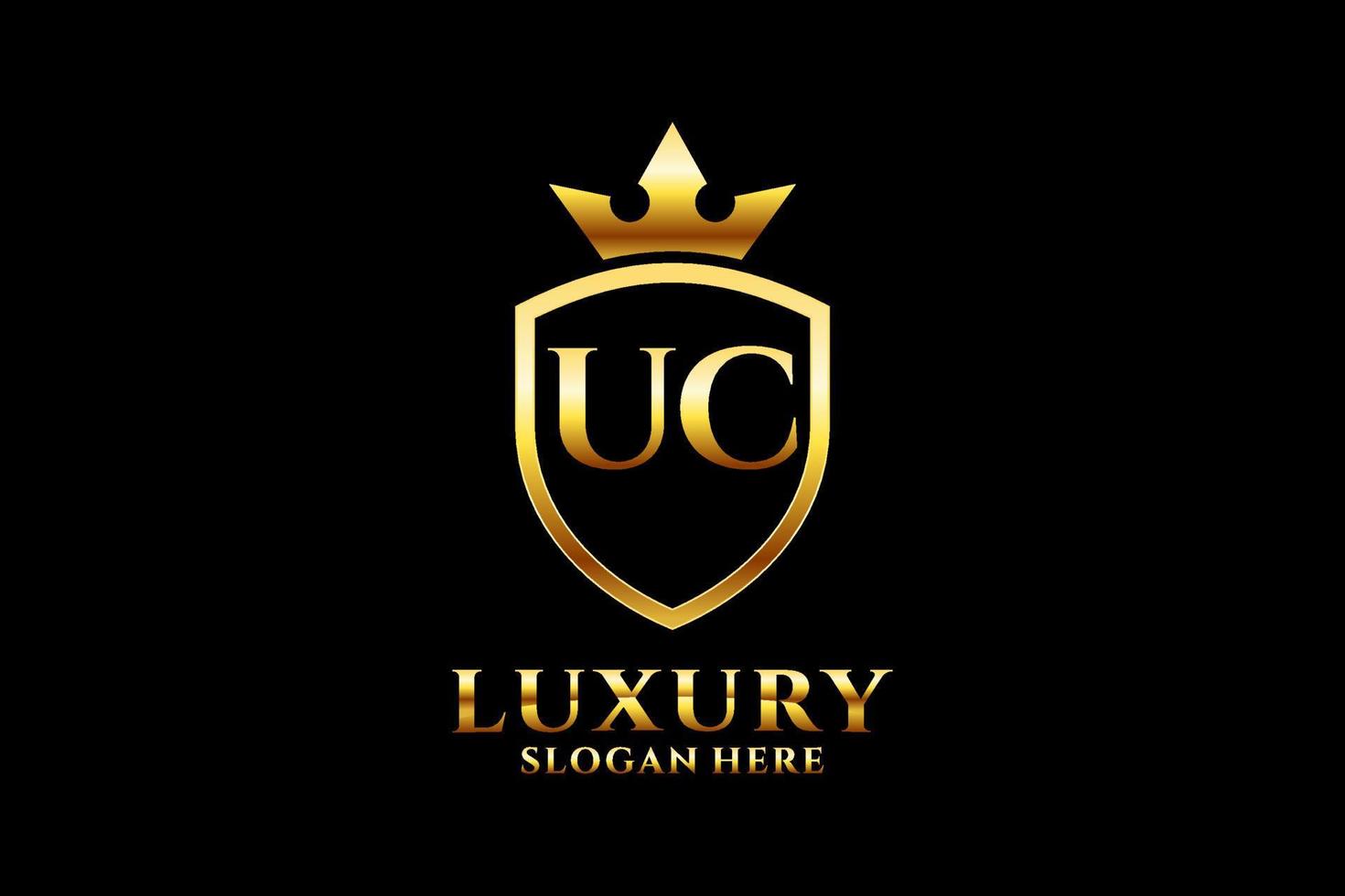 Initial uc Elegantes Luxus-Monogramm-Logo oder Abzeichen-Vorlage mit Schriftrollen und Königskrone – perfekt für luxuriöse Branding-Projekte vektor