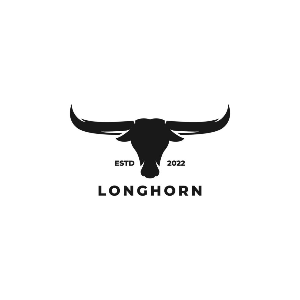 Longhorn einfacher flacher Logo-Designvektor vektor