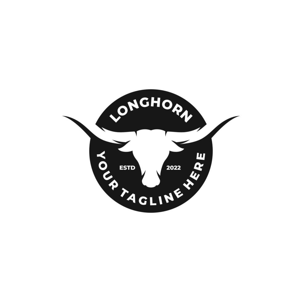 longhorn enkel platt logotyp design vektor