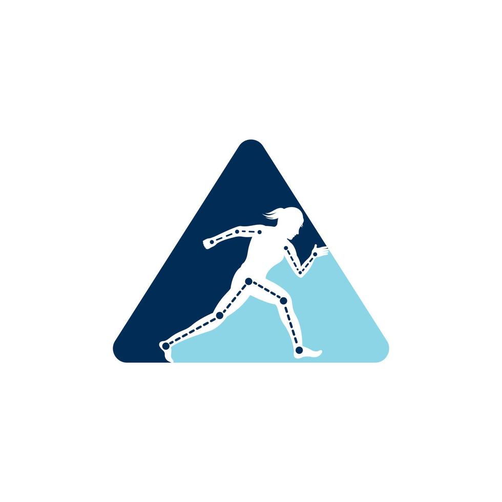 Physiotherapie-Behandlungsdesign-Vorlagenvektor mit Läuferin. bunte vektorgesundheit. Logo der Physiotherapie-Klinik. vektor