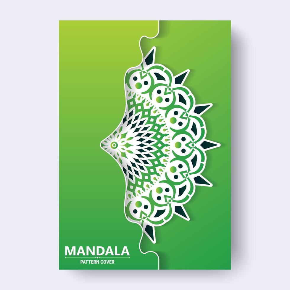 elegant grön mandala omslag design vektor