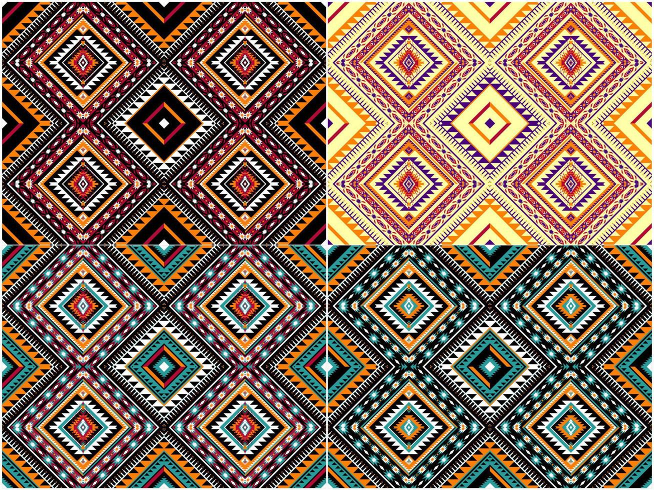 traditionelles ethnisches geometrisches Muster Hintergrunddesign für Hintergründe Teppich Tapete Kleidung Wrap Stoff nahtlose Stickerei Stil Vektor-Illustration vektor