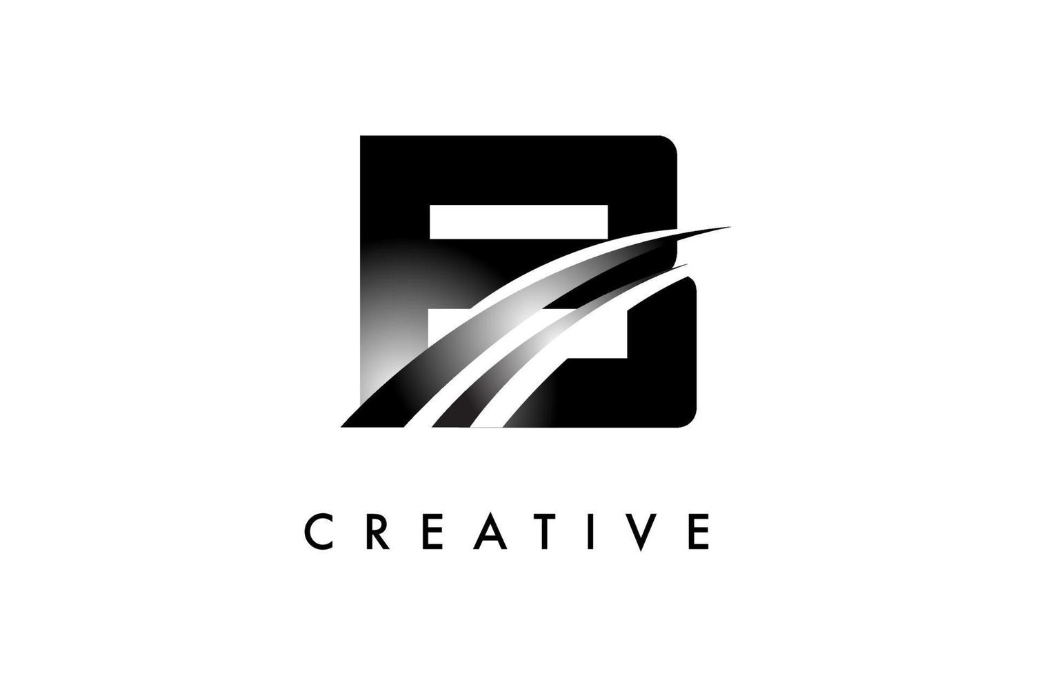 brev b logotyp design vektor med böjd susa rader och kreativ se