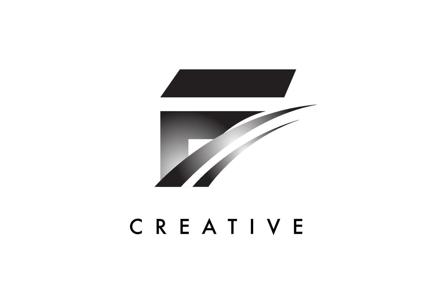 brev f logotyp design vektor med böjd susa rader och kreativ se