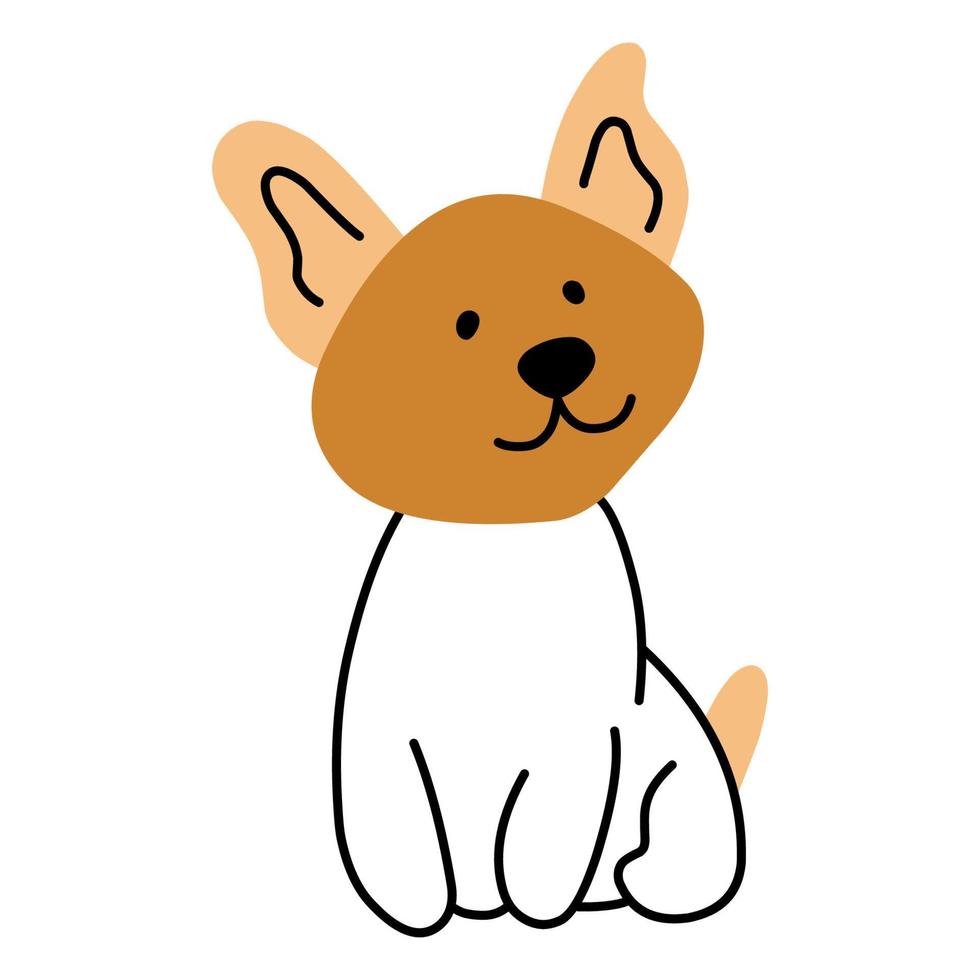vektor ritad för hand söt hund. barns Färg illustration med en hundar munkorg. isolerat på en vit bakgrund.