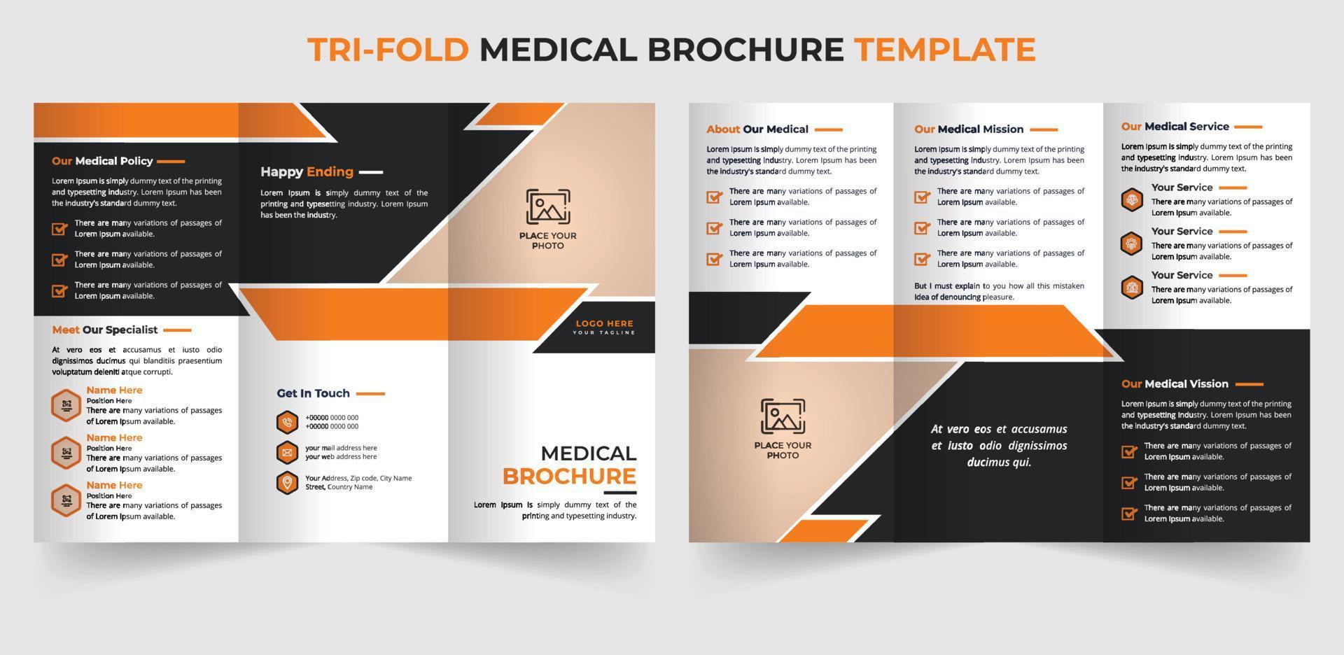 kreativ medicinsk företag trifold broschyr design mall vektor