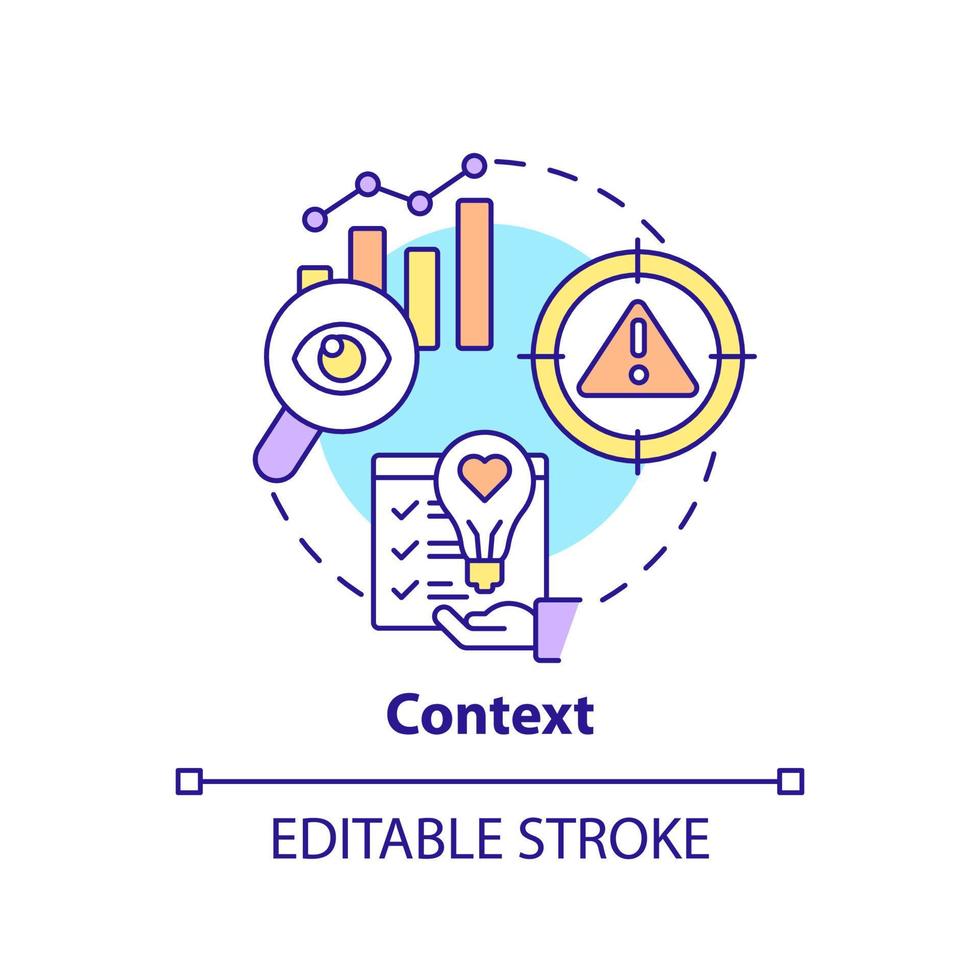 Kontext-Konzept-Symbol. Innovationsmanagement Schlüsselelement abstrakte Idee dünne Linie Illustration. Chancen erkennen. isolierte Umrisszeichnung. editierbarer Strich. vektor