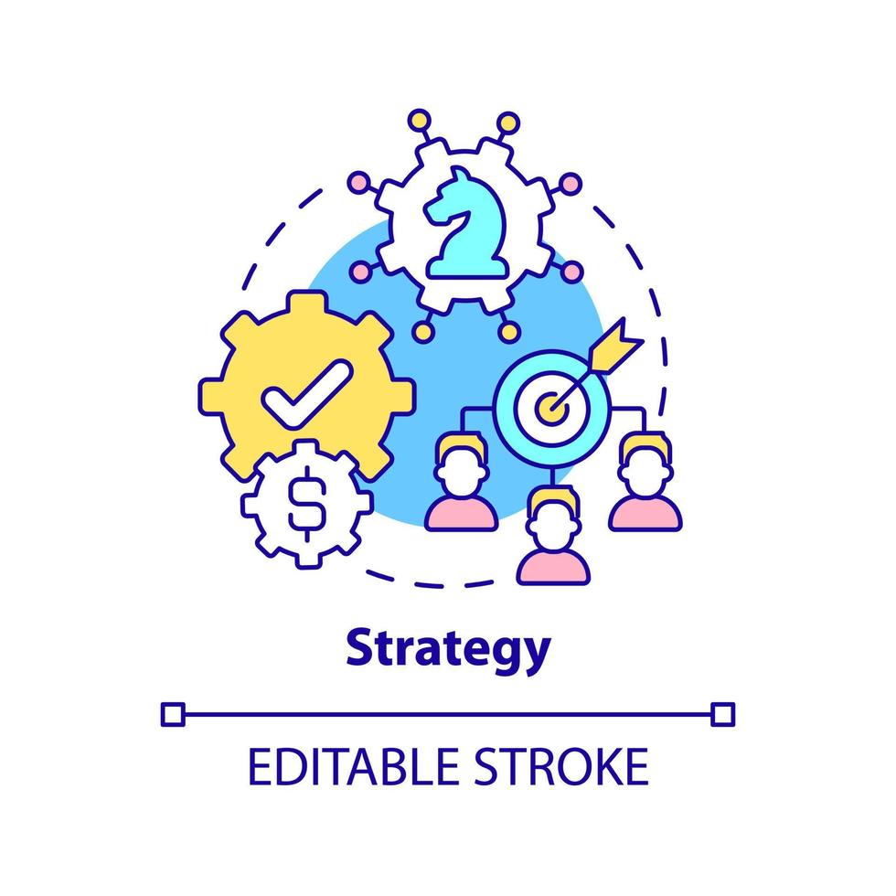 strategi begrepp ikon. pelare av innovation förvaltning abstrakt aning tunn linje illustration. strategisk planera bearbeta. isolerat översikt teckning. redigerbar stroke. vektor