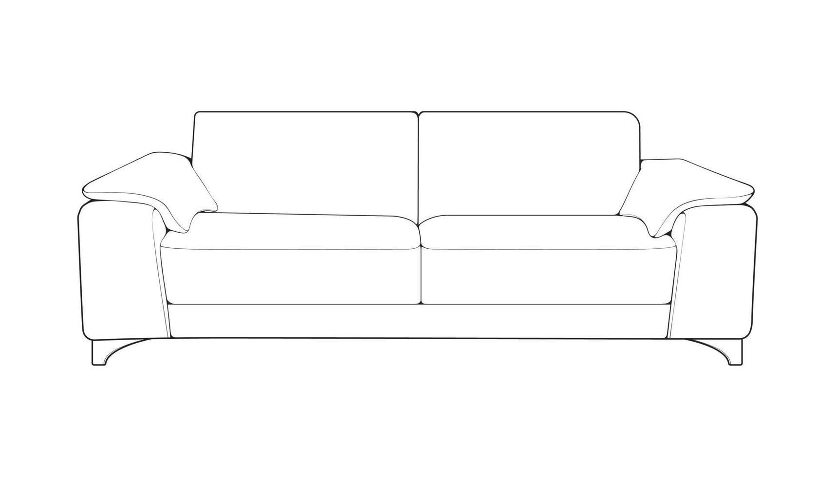 soffa eller soffa linje konst illustratör. översikt möbel för levande rum. vektor illustration.