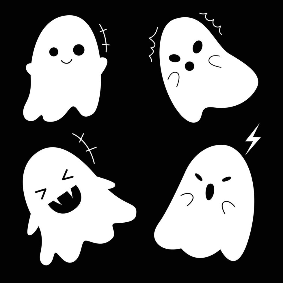 uppsättning av söt spöke. karaktär design för halloween. vektor illustration