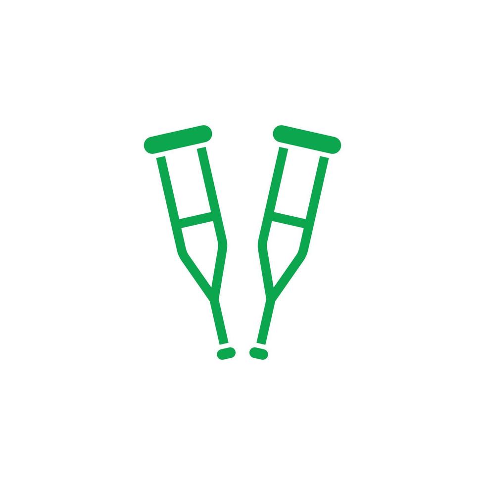 eps10 grüne Vektorkrücken abstrakte Linie Kunstsymbol isoliert auf weißem Hintergrund. Gehkrücken umreißen Symbole in einem einfachen, flachen, trendigen, modernen Stil für Ihr Website-Design, Logo und Ihre mobile App vektor