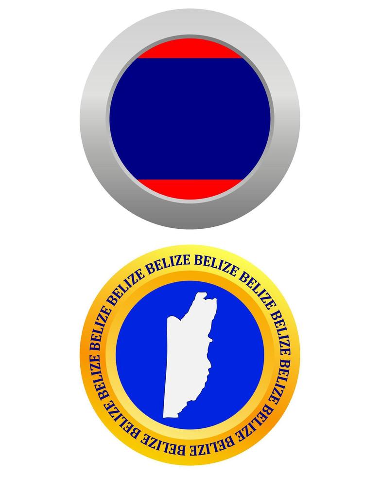 knapp som en symbol belize flagga och Karta på en vit bakgrund vektor