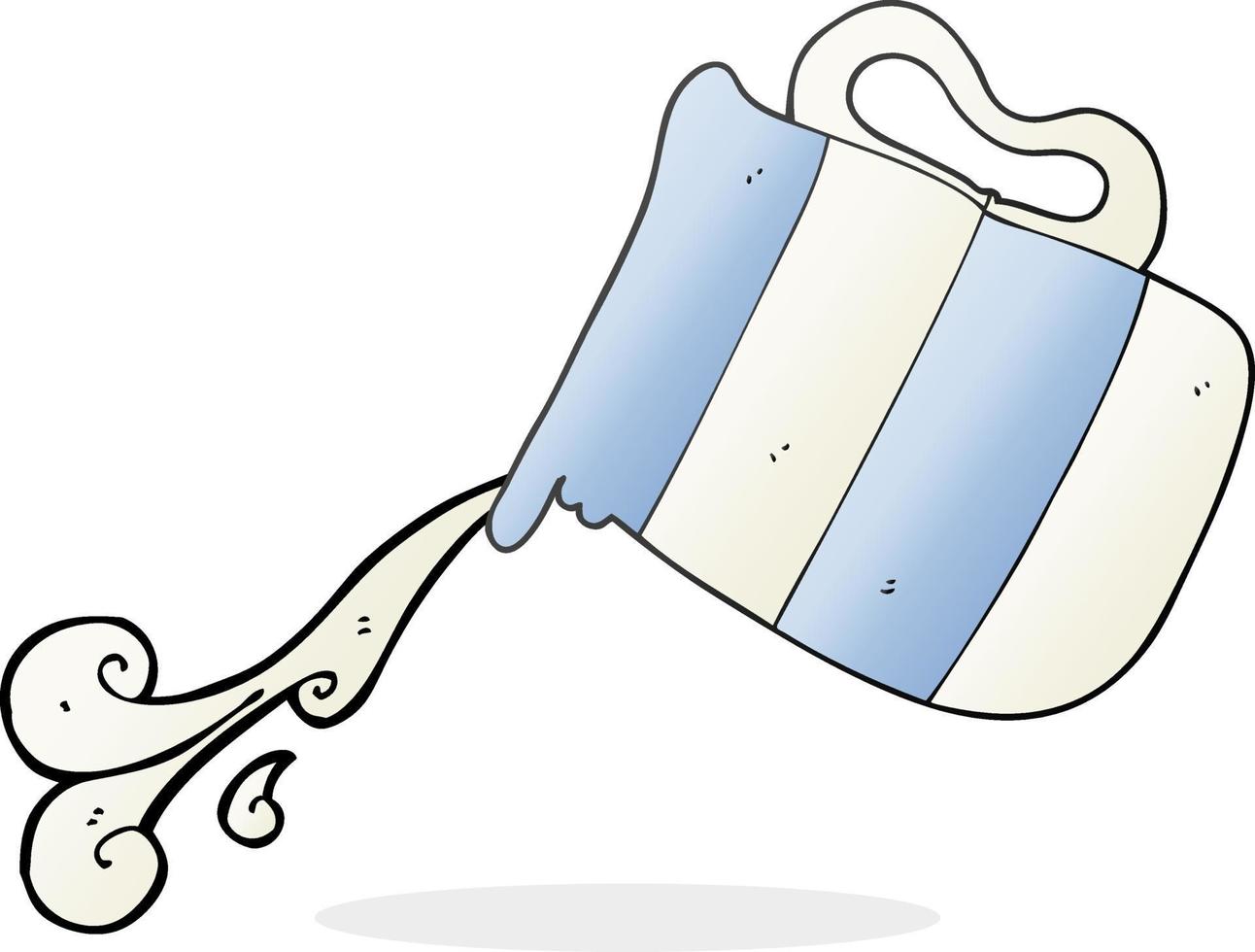 freihändig gezeichneter Cartoon, der Milchkännchen gießt vektor