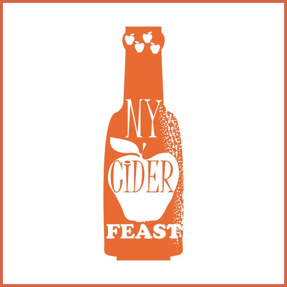 Plakat für das New York Cider Week Festival. Vektor-Illustration. Äpfel und eine Flasche Apfelwein. text ny Apfelweinfest. vektor