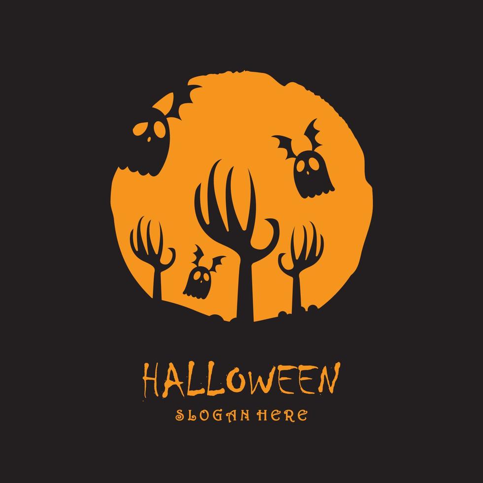 halloween logotyp med slogan mall vektor