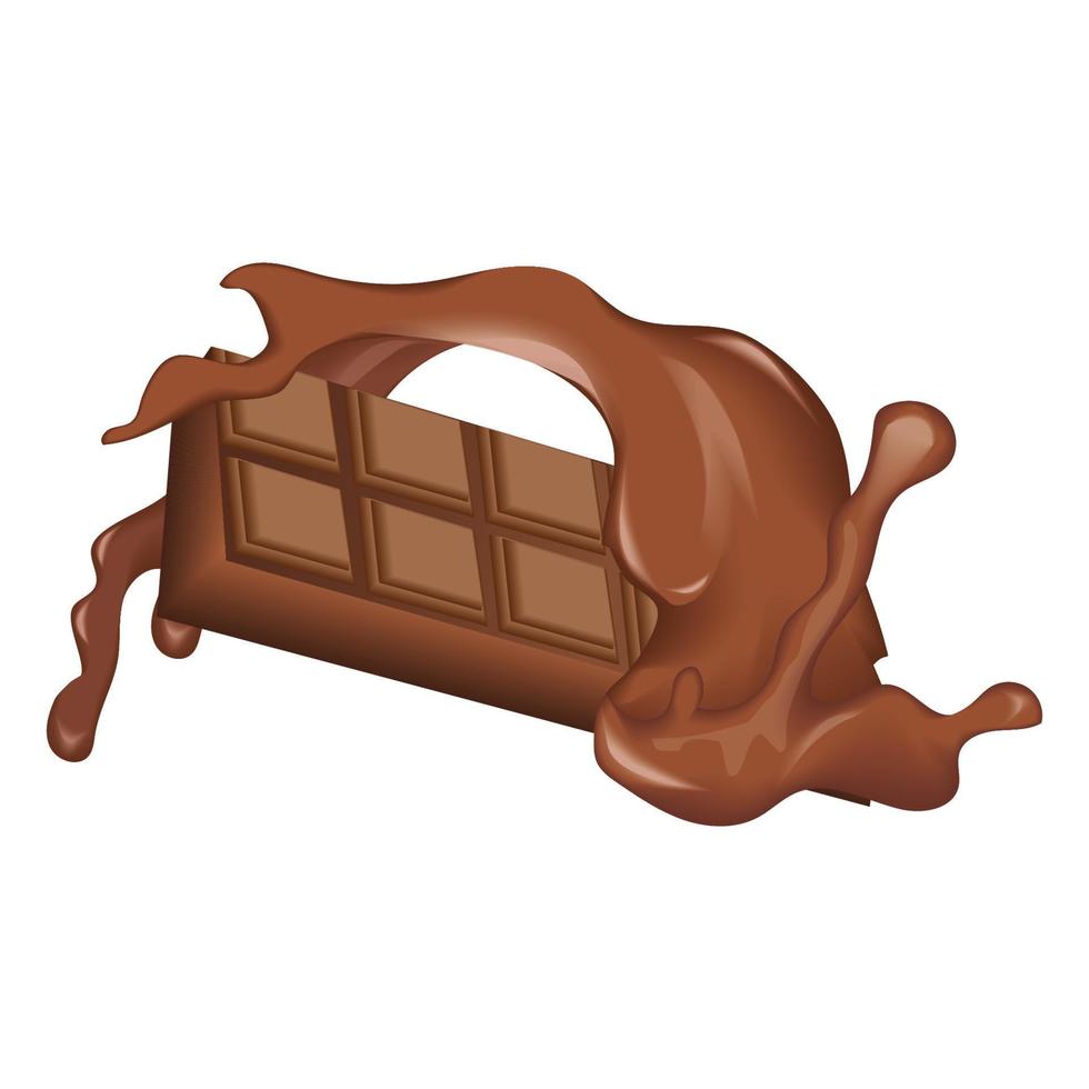 Schokoriegel und geschmolzene Schokolade vektor