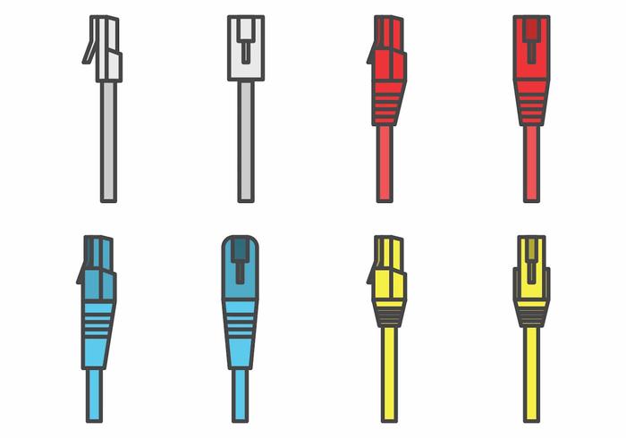 Flaches RJ45 Steckverbinder Set vektor