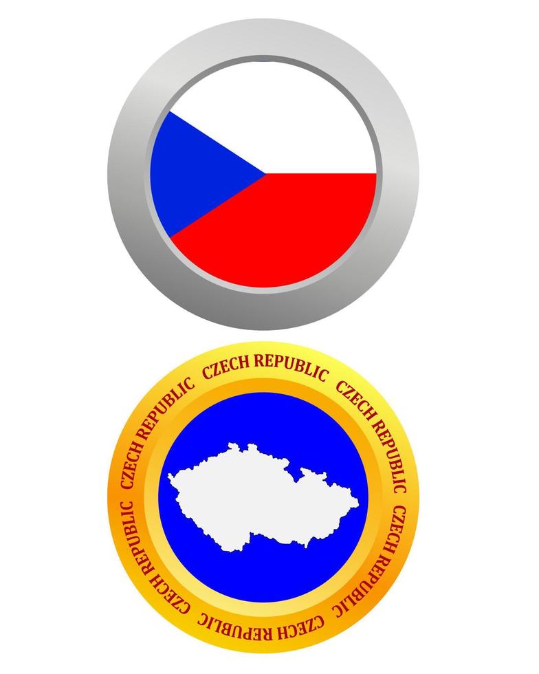 Schaltfläche als Symbol Tschechische Republik Flagge und Karte auf weißem Hintergrund vektor