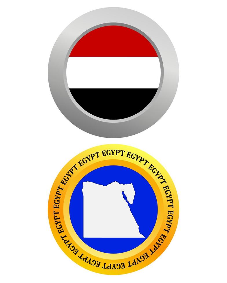 knapp som en symbol egypten flagga och Karta på en vit bakgrund vektor