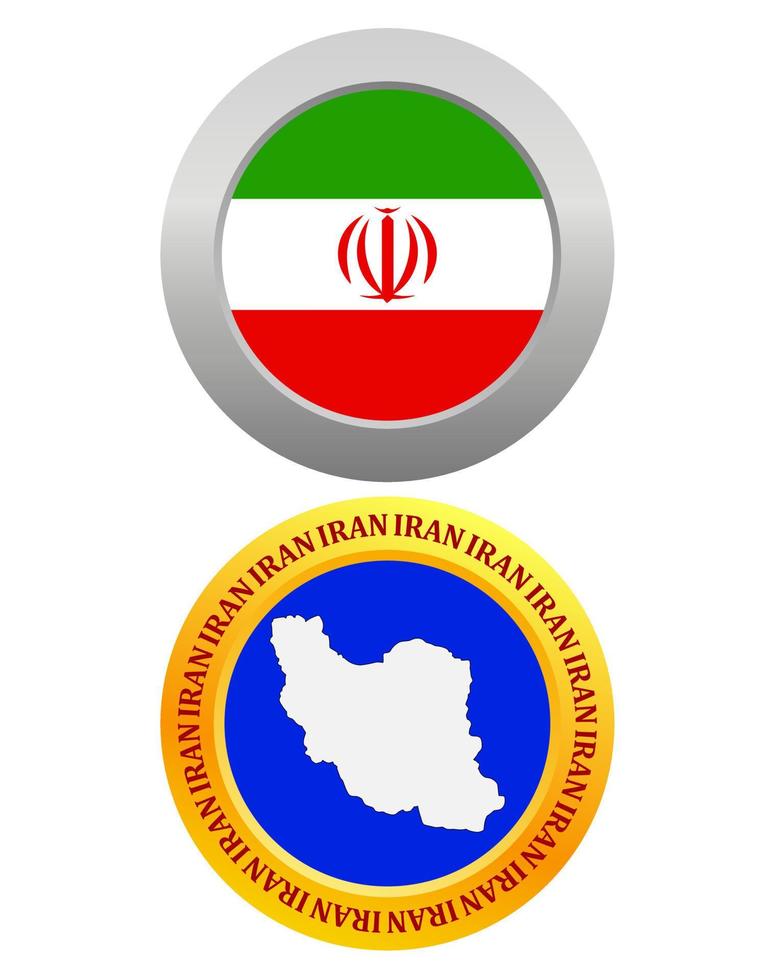 Schaltfläche als Symbol Iran-Flagge und Karte auf weißem Hintergrund vektor