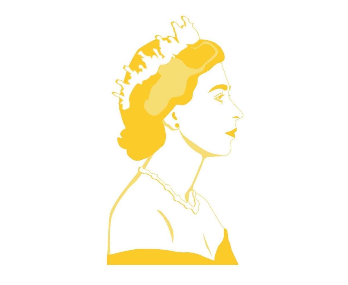 drottning Elizabeth ung ansikte porträtt gul brittiskt förenad rike nationell Europa Land vektor illustration abstrakt design