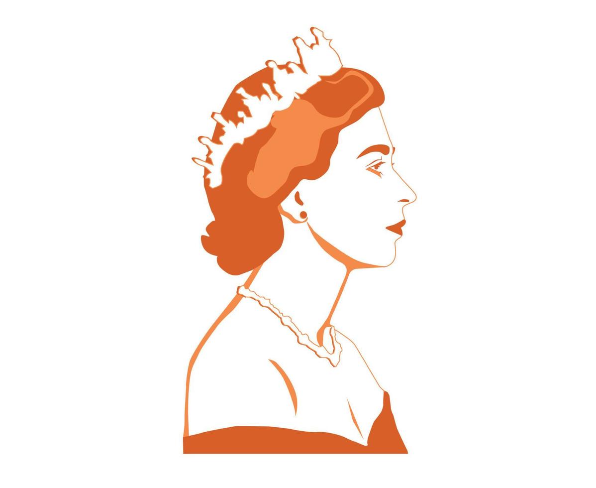 drottning Elizabeth ung ansikte porträtt orange brittiskt förenad rike nationell Europa Land vektor illustration abstrakt design