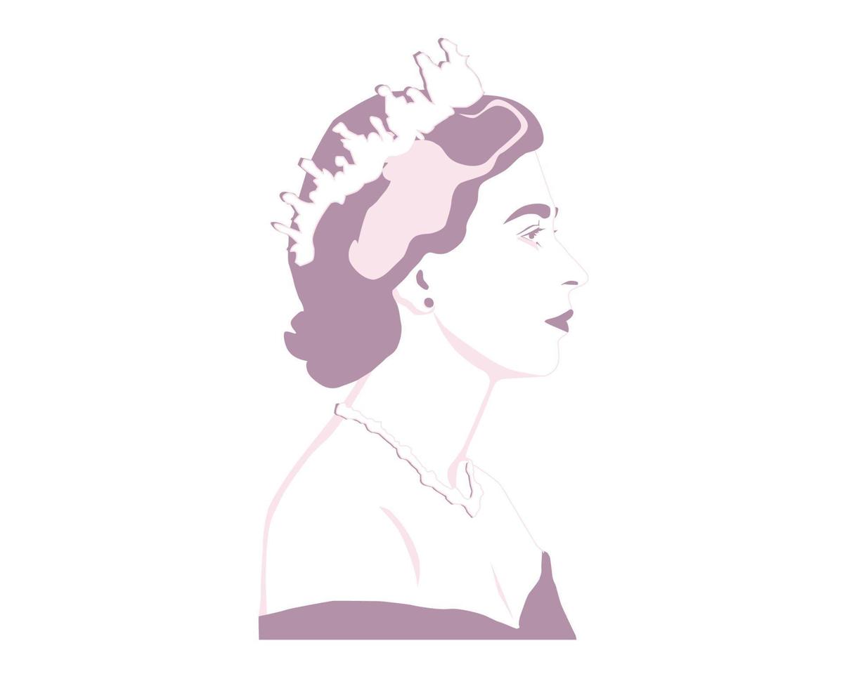 drottning Elizabeth ung ansikte porträtt rosa brittiskt förenad rike nationell Europa Land vektor illustration abstrakt design