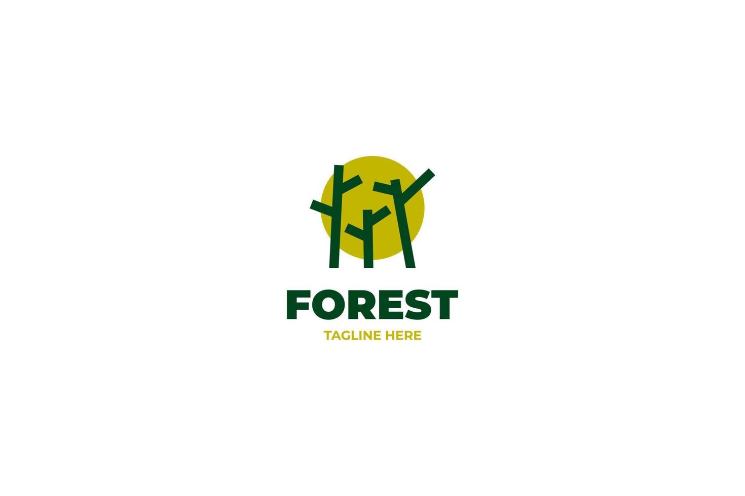 Flache Bäume Wald grüne Natur Logo Design Vektor Illustration Idee