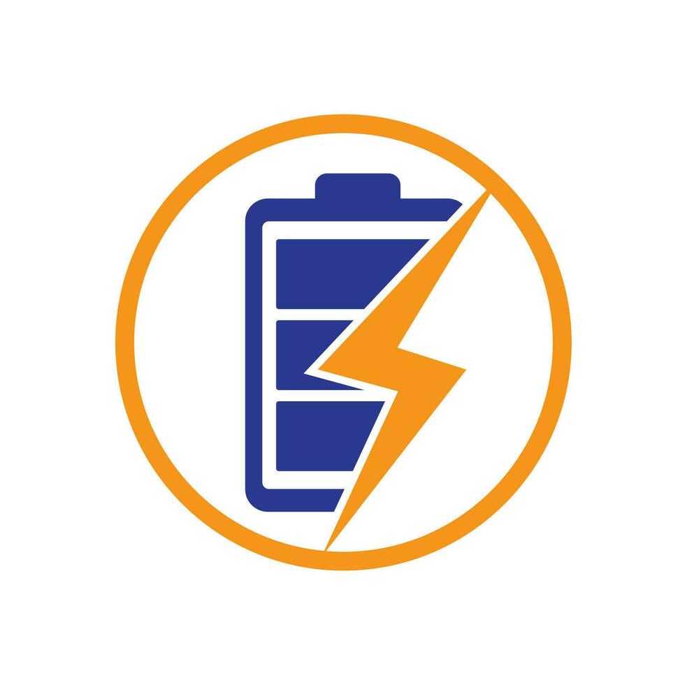 Logo-Design-Vorlage für Power-Akkus. Akku-Schnelllade-Logo-Design. Akkuleistung und Flash-Blitz-Logo-Symbol. vektor