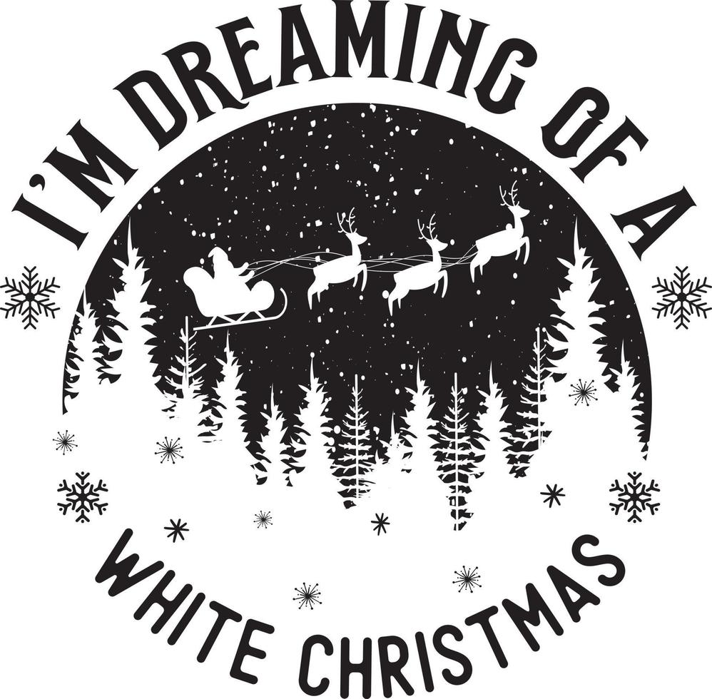 ich träume von weißen weihnachten, weihnachtsmann, weihnachtsferien, vektorillustrationsdatei vektor