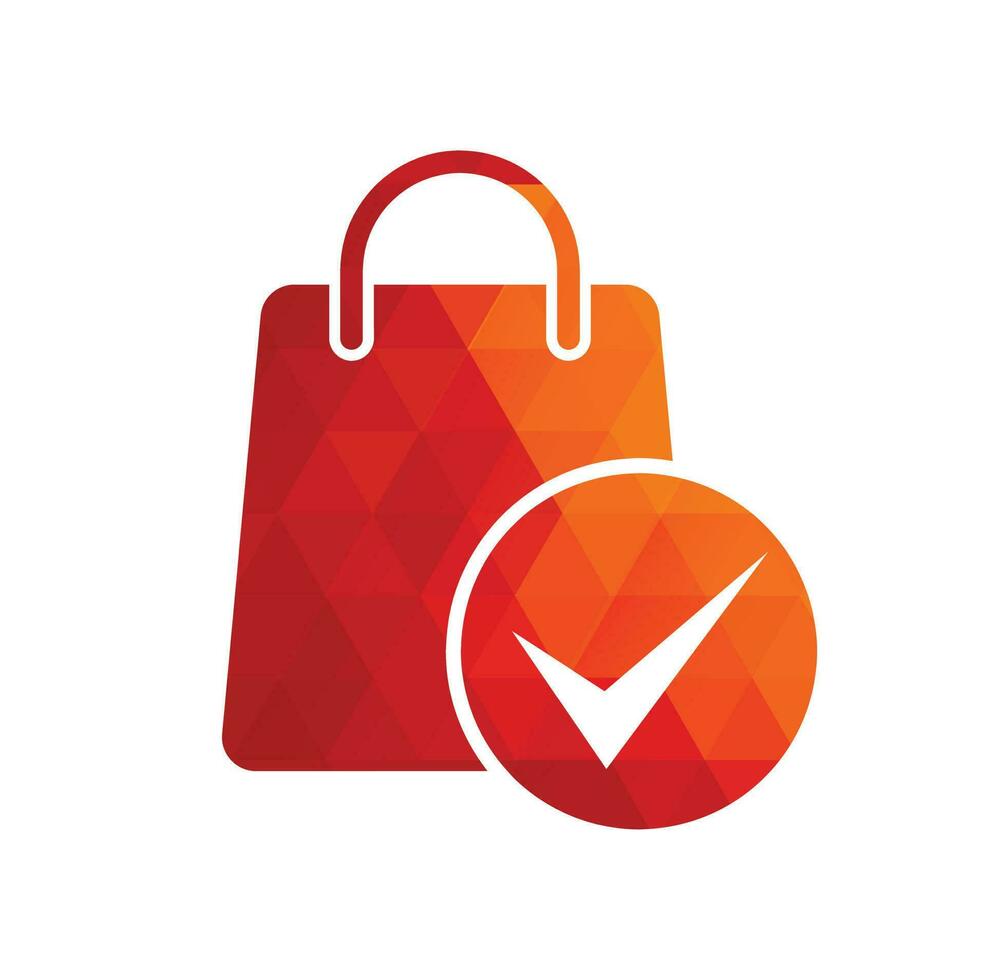 Logo-Symbol für Einkaufstasche prüfen. Überprüfen Sie die Shopping-Logo-Vorlage, das Symbol, das Symbol - Vektor