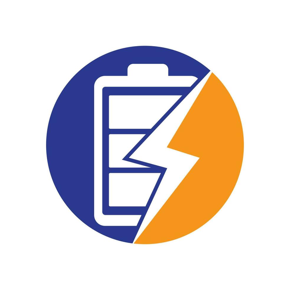 Logo-Design-Vorlage für Power-Akkus. Akku-Schnelllade-Logo-Design. Akkuleistung und Flash-Blitz-Logo-Symbol. vektor