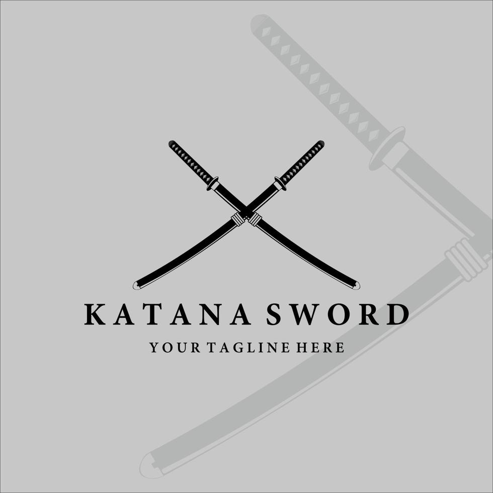 katana svärd logotyp vintage vektor illustration design. enkla moderna japanska svärd av katana logotyp koncept mall emblem illustration vektordesign