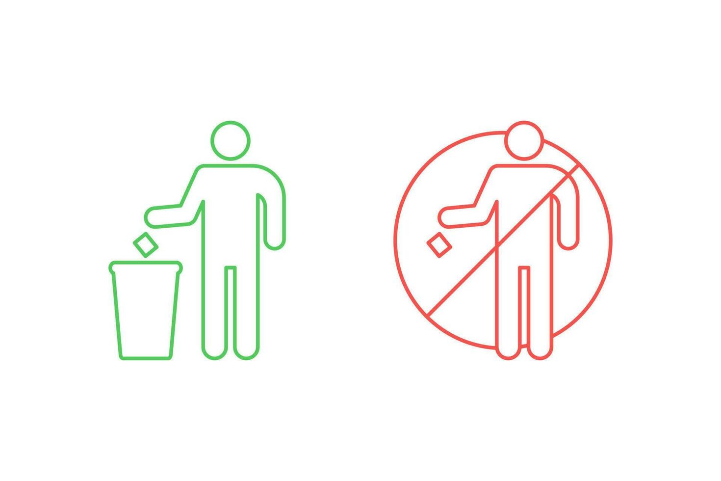 Mülleimer-Icon-Vektor-Design, werfen Sie Müll an seine Stelle und verunreinigen Sie nicht vektor