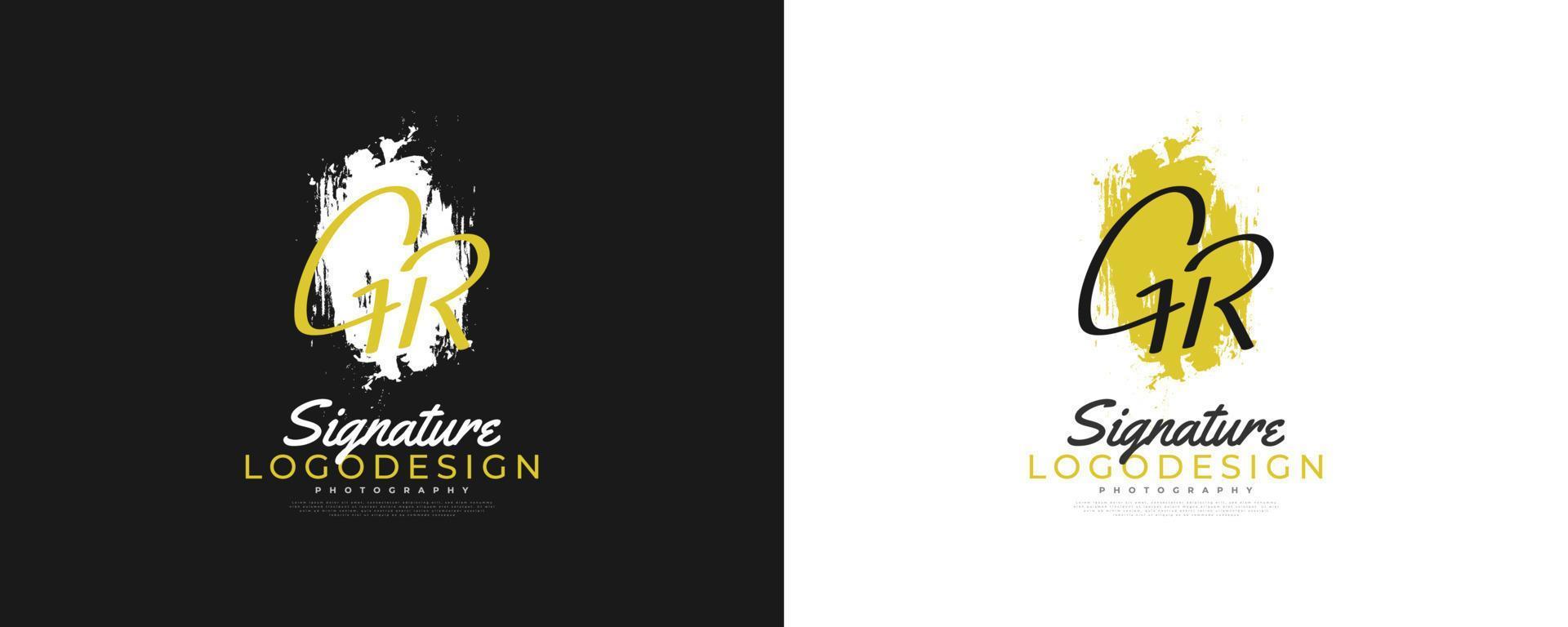 initial g och r logotyp design i elegant och minimalistisk handstil. gr signaturlogotyp eller symbol för bröllop, mode, smycken, boutique och affärsidentitet vektor