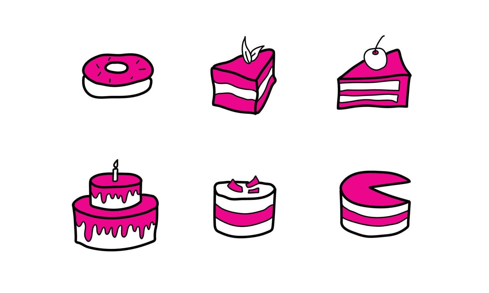 uppsättning söt tårta ikoner vektor