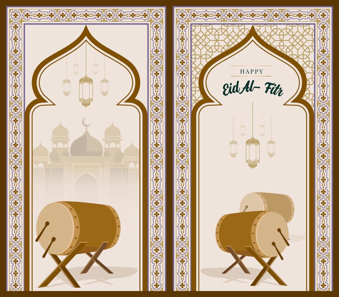 der hintergrund des eid-grußpostens. goldene moscheeillustration als grußkarte. vektor