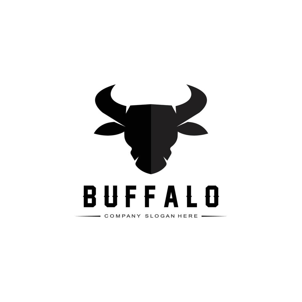 Bison-Stier-Büffel-Logo-Vektor-Symbol, Retro-Logo-Design für Nutztiere vektor