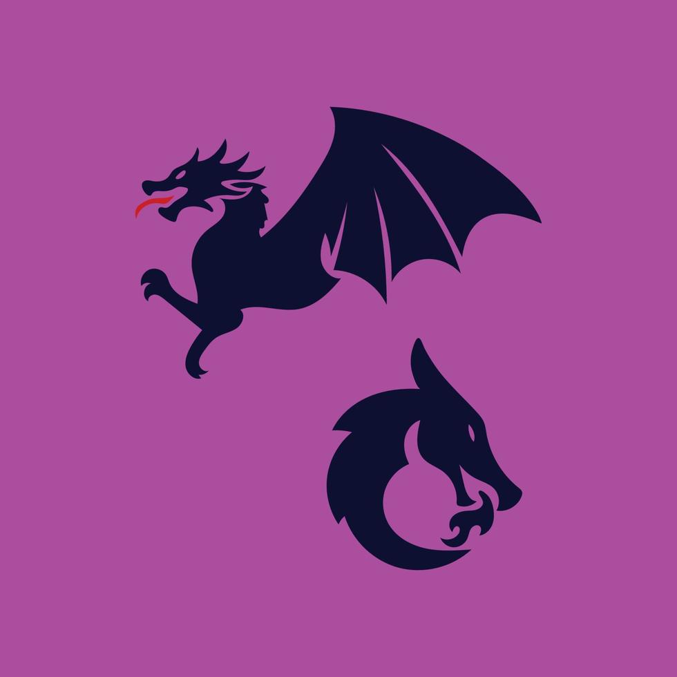 Drachen-Silhouette-Logo-Vektor-Design vektor