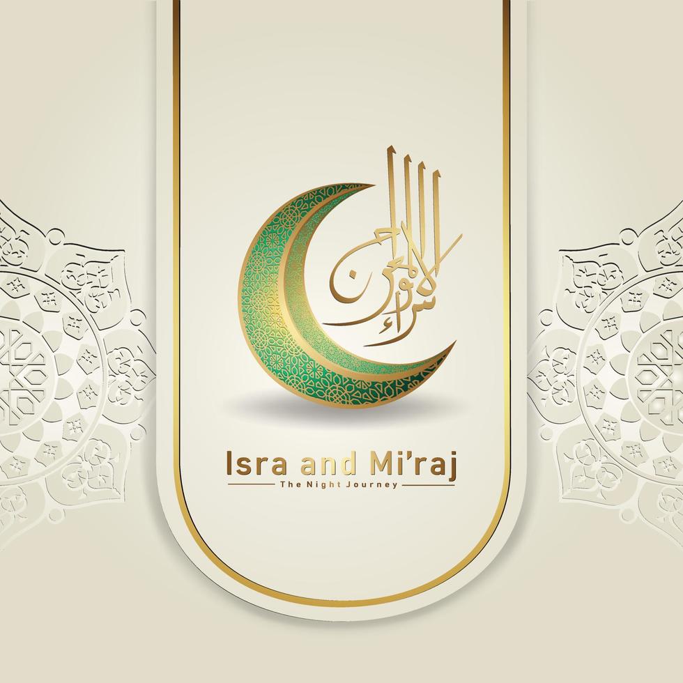 al-isra wal mi'raj profeten muhammed kalligrafi hälsning bakgrund mall vektor